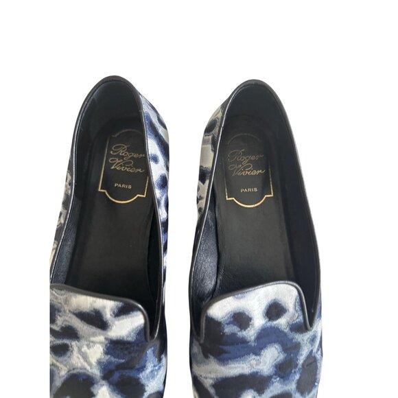 ROGER VIVIER Navy Blue Patterned Loafers Flats Size 37.5 - Picture 2 of 10